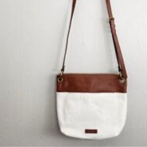 Fossil Keely Colorblock leather crossbody bag bone and brown brass hardware